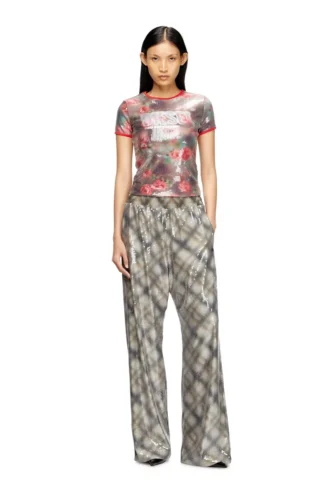 t-unkyel Skinny Jersey-Oberteil mit Blumenprint und Pailletten