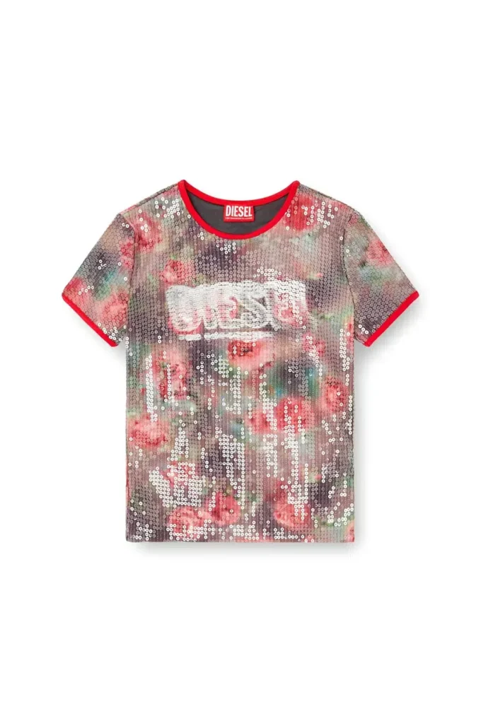 t-unkyel Skinny Jersey-Oberteil mit Blumenprint und Pailletten t-unkyel Skinny Jersey-Oberteil mit Blumenprint und Pailletten