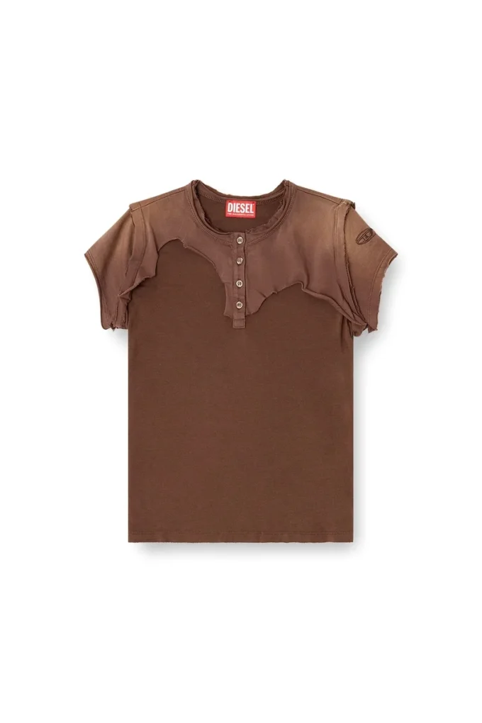 t-unrawy Henley-T-Shirt mit Peel-off-Effekt t-unrawy Henley-T-Shirt mit Peel-off-Effekt