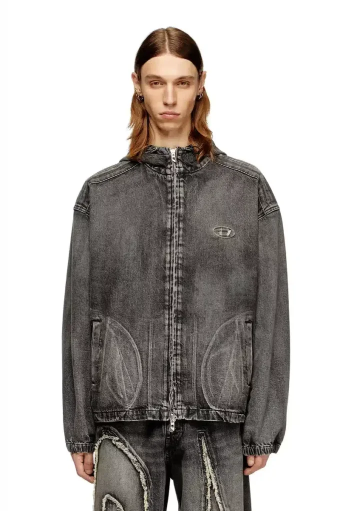 Thugjack Kapuzenjacke aus verwaschenem Denim