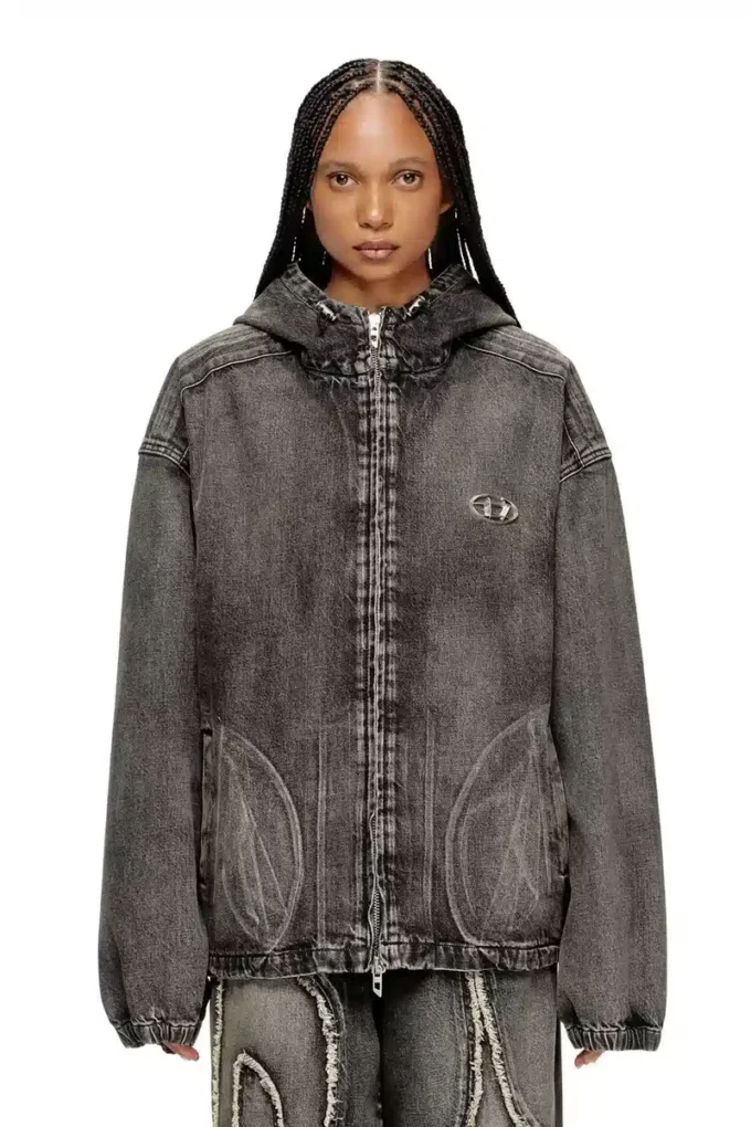 Thugjack Kapuzenjacke aus verwaschenem Denim