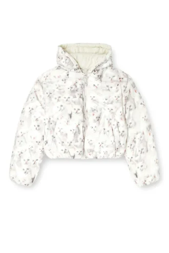 w-inner-r1 Gesteppte Jacke mit Katzenprint