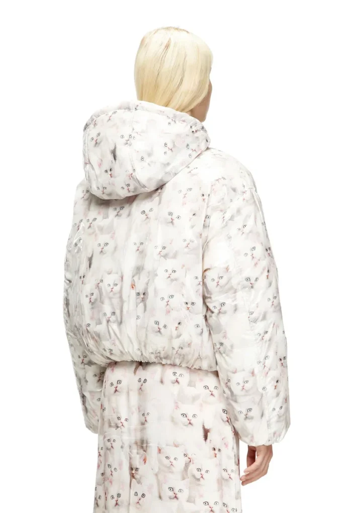 w-inner-r1 Gesteppte Jacke mit Katzenprint