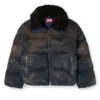 w-johns Pufferjacke aus Denim mit Dirt-Effekt-Camouflage