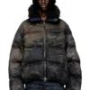 w-johns Pufferjacke aus Denim mit Dirt-Effekt-Camouflage