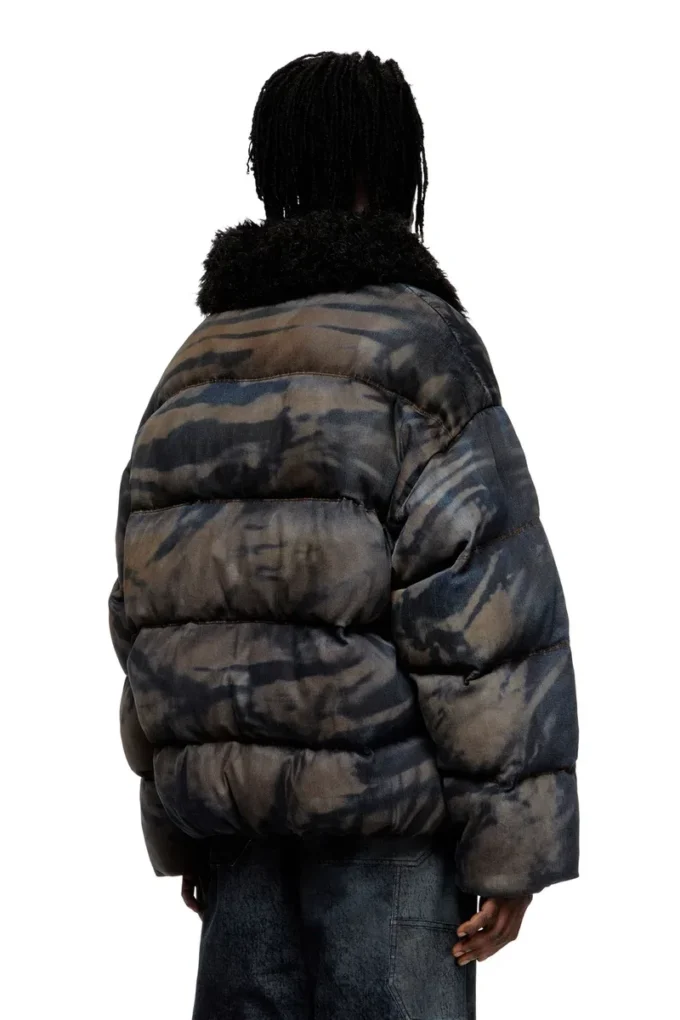 w-johns Pufferjacke aus Denim mit Dirt-Effekt-Camouflage