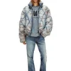 w-kons Gesteppte Jacke aus Devoré-Denim mit Argyle-Steppung