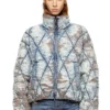 w-kons Gesteppte Jacke aus Devoré-Denim mit Argyle-Steppung
