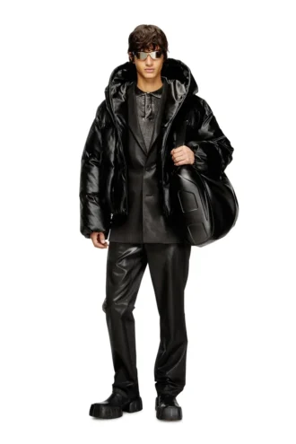 w-myley Kapuzen-Steppjacke aus beschichtetem Stoff