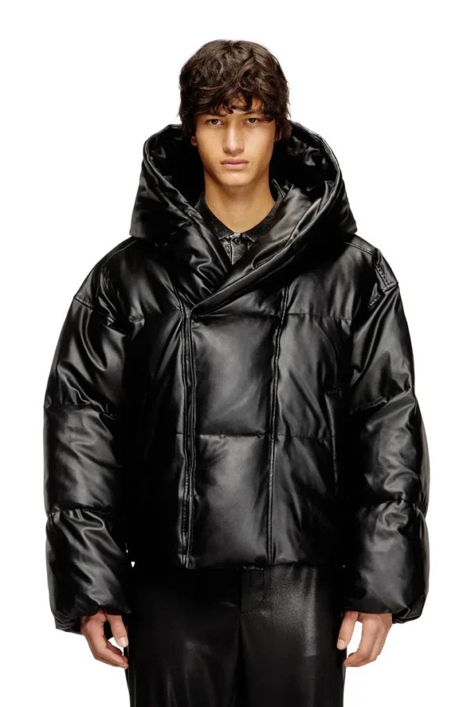 w-myley Kapuzen-Steppjacke aus beschichtetem Stoff