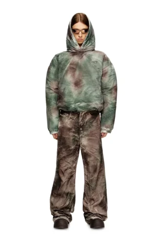w-thug-jkt-puffy Puffige Kapuzenjacke aus Nylon in Camouflage-Optik