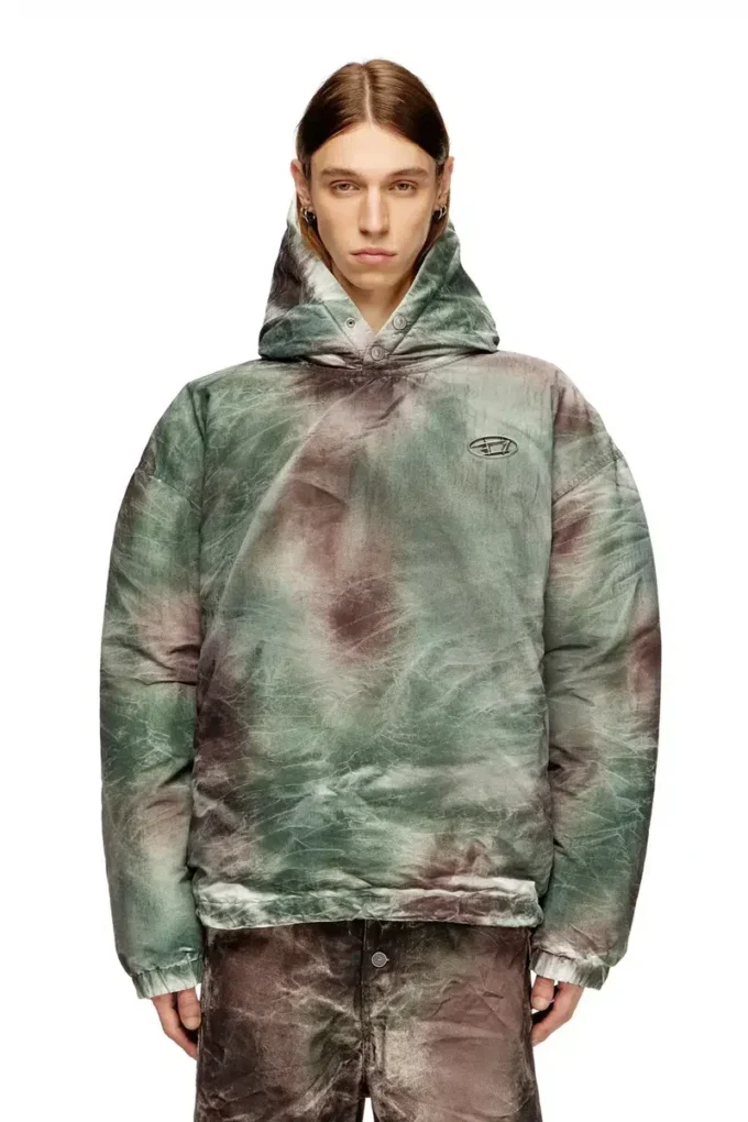 w-thug-jkt-puffy Puffige Kapuzenjacke aus Nylon in Camouflage-Optik w-thug-jkt-puffy Puffige Kapuzenjacke aus Nylon in Camouflage-Optik